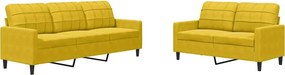 vidaXL Set de canapele cu perne, 2 piese, galben, catifea
