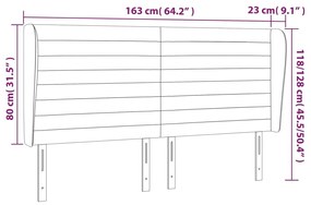 Tablie de pat cu aripioare gri inchis 163x23x118 128 cm catifea 1, Morke gra, 163 x 23 x 118 128 cm