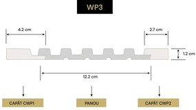 Panou decorativ 3D din polimer rigid, model Riflaj WP3 NEW - 12.2x1.2x270 cm