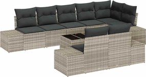 vidaXL Set de canapele pentru grădină 9 pcs Gri deschis poliratan