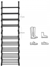 Suport pantofi cu 10 rafturi, metal / plastic, negru, Vasagle