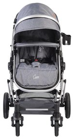Carucior nou nascuti 2 in 1 NOVOKIDS™ Ciarra Silver PRO , Cu geanta bebe, Cadru Aluminiu , Amortizoare, Roti din cauciuc plin AVE, Landou, Modul