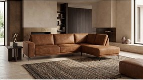 Colțar maro coniac cu tapițerie din imitație de piele (colț pe partea dreaptă) Copenhagen – Scandic