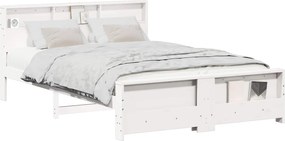 vidaXL Cadru de pat cu headboard Alb 150 x 200 cm Lemn compozit