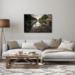 Tablou cu bicicleta în oraș (90x60 cm)