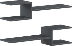 Set 2 etajere de perete Sumpora din PAL melaminat, antracit, 65x20x18 cm