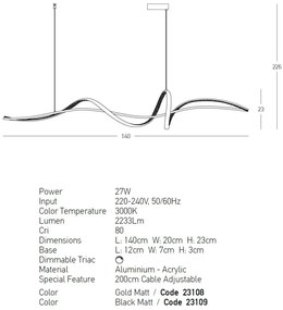 Lustra LED suspendata design modern decorativ Minimal aurie