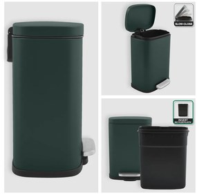 Coș de gunoi verde închis cu pedală din oțel 5 l Akira – Spirella