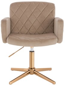 HR802CROSS Scaun Latte din Catifea cu Bază Aurie