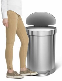 Coș cu pedale semi-rotund 60 l, oțel periat, oțel inoxidabil