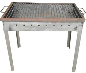 Gratar de gradina traditional din fier, realizat manual, picioare din cornier, 40 X 30 CM,Natur