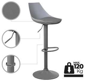 Scaune de bar gri cu înălțime ajustabilă 2 buc. din imitație de piele (înălțime șezut 56,5 cm) – Casa Selección
