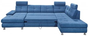 Coltar Extensibil U Bala, Dreapta, Cu Lada, Albastru, 88 x 233 x 349 Cm