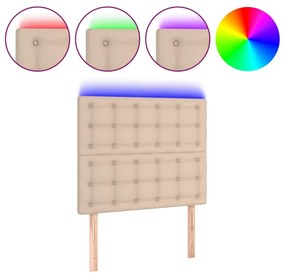 vidaXL Tăblie de pat cu LED cappuccino 80x5x118/128cm, piele ecologică
