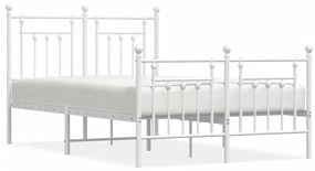 353602 vidaXL Cadru de pat metalic cu tăblie, alb, 120x200 cm