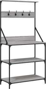 vidaXL Raft brutărie cu cârlige și 4 niveluri, gri sonoma