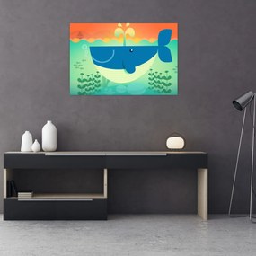 Tablou - Balenă veselă în mare (90x60 cm)