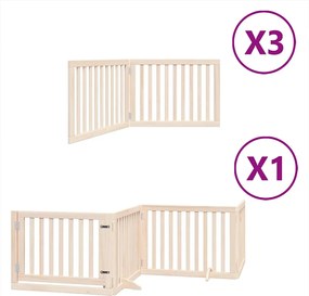 vidaXL Poartă de câini pliabilă cu ușă, 10 panouri, 800 cm, lemn plop