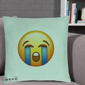 Perna Decorativa Emoji Plange, 40x40 cm, Verde Menta, Husa Detasabila, Perna Inclusa, BEKZ®