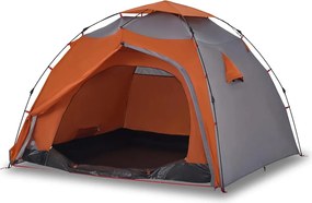 vidaXL Cort camping cupolă 4 persoane, gri/portocaliu, setare rapidă