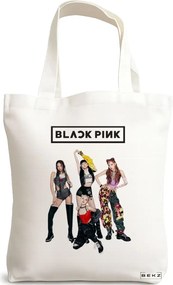 Sacosa de Panza pentru Cumparaturi, Geanta Tote, model Blackpink 5, 38x34.5 cm, Alba, BEKZ®