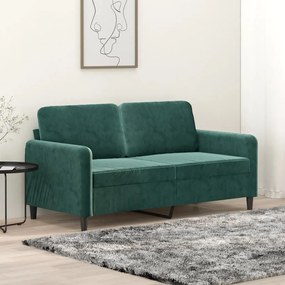 359444 vidaXL Canapea cu 2 locuri, verde închis, 140 cm, catifea