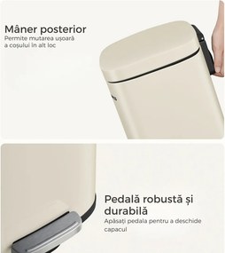 Coș de gunoi cu închidere lentă SLOW, 30L, bej SongmicsHome