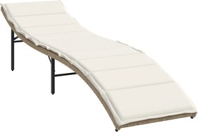 vidaXL Șezlong cu pernă, bej, 55x199x50 cm, poliratan