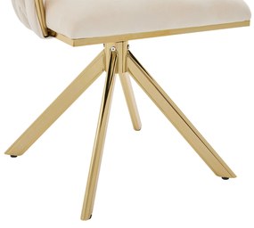 Set de 2 scaune pivotante din catifea, Fildeș | Aosom Romania