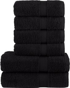 vidaXL Set de prosoape premium SOLUND, 6 piese, negru, 600 g/m²