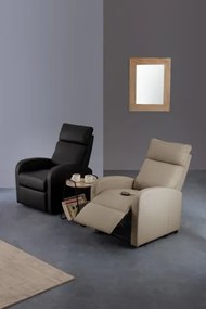 Fotoliu recliner electric negru din piele ecologica si lemn, Alzapersona Bizzotto