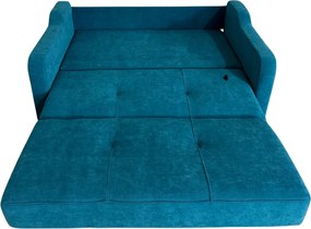 Canapea SAMY extensibila, 2 locuri, cu lada de depozitare, albastru, cadru metalic , 152x100x92 Albastru, Stofa