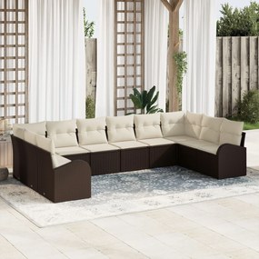 vidaXL Set de canapele pentru grădină 10 pcs Maro Rattan poli