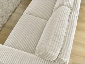 Canapea bej pentru dormitul zilnic/extensibilă cu tapițerie din catifea reiată 220 cm Hugo – Bobochic Paris