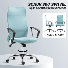 HOMCOM Scaun de Birou Ergonomic cu Înălțime Reglabilă și Spătar din Plasă, Verde | Aosom Romania