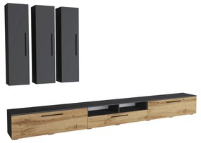 Living haaus Haga V7, Antracit/Stejar Wotan, L 360 cm