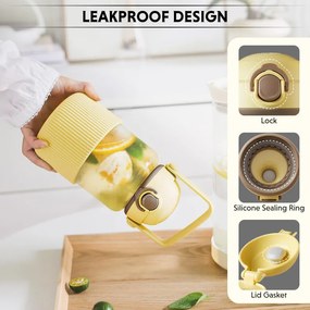 Sticla Buydeem DG78-MY, Pai pop-up, Maner, Sticla rezistenta la caldura pana la 150°C, Etansare tripla, Galben