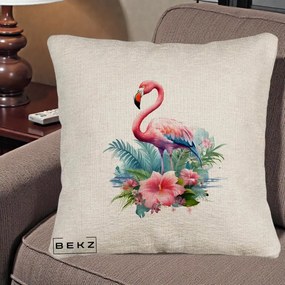 Perna Decorativa Raton in Halat Roz, 40x40 cm, Bej Canapea, Husa Detasabila, Perna Inclusa, BEKZ®