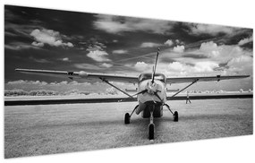 Tablou - Avion alb-negru și alb-negru (120x50 cm)