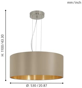 Lustră pe cablu Eglo 31607 MASERLO 3xE27/60W/230V