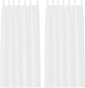 vidaXL Cortină din Voile cu perdele 2 pcs Alb 245 x 140 cm Poliester