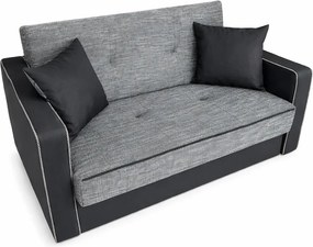 Canapea SAMY NEXT extensibila, 2 locuri, cu lada de depozitare, stofa gri cu negru, cadru metalic, 152x100x92 cm stofa, Gri Inchis + Gri Deschis