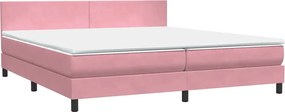 vidaXL Pat box spring cu saltea, roz, 180x210 cm, catifea