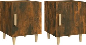 vidaXL Noptiere de perete, 2 buc., stejar afumat, lemn prelucrat