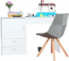 Masă multifuncţională/masă pentru croitori, alb, TAILOR
