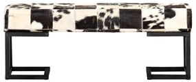 Banca, negru, 110 cm, piele naturala de capra, model petice Negru, 110 x 30 x 40 cm