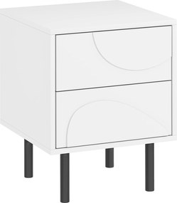 HOMCOM Noptieră, masă de alături cu 2 sertare cu deschidere prin apăsare, picioare din oțel, 40 x 40 x 50 cm, alb | Aosom Romania