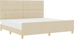 vidaXL Cadru de pat cu headboard Crem 200 x 200 cm țesătură