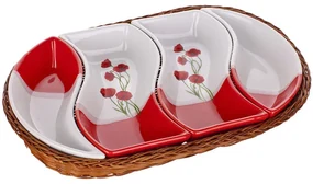 Bol din ceramică pentru servire 4 piese ovale Maci, BANQUET