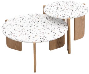 Set de Măsuțe de Cafea Moderne Suprapuse, Utilizabile ca Măsuță de Cafea sau Noptiere, Design Versatil, 70x70x35 cm+50x50x45,5 cm, Natural